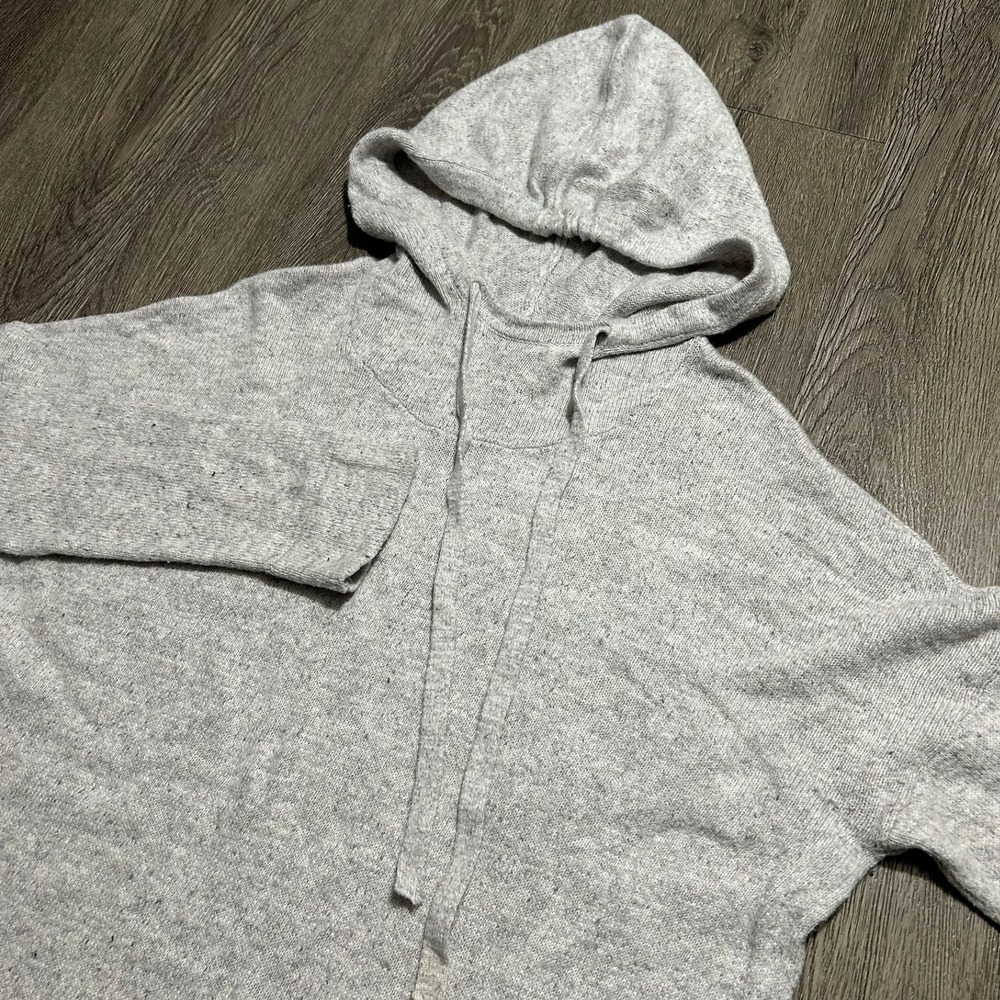 Pure Jill J. Jill Tunic Hoodie Hooded Sweater Medium Gray Cotton Blend Knit